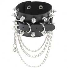 4件/3件/2件/1件套装 男士朋克摇滚铆钉手链，PU皮材质，可能存在轻微色差，请以实物为准。