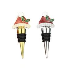 Nuevo tapón de vino rojo navideño, sello hermético para preservar el vino, tapón de botella de vino con gorro de Papá Noel, regalo navideño - Multicolor - Ver 5