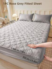 1pc Fitted Sheet, Bedding, Bed Sheet, Waterproof  Fitted Sheet, Skin-Friendly Mattress Cover, Soft And Comfortable Bedding For Bedroom, Room Decor, Halloween Decor, Christmas Decoration, 11.8 Inch Deep Pocket Cooling Breathable Quilted Fitted Sheet For All Seasons, For Single, Twin, Full, Queen And King Size, Solid Color Mattress Protective Cover, Dustproof, Comfortable And Machine Washable - 彩色 - 查看 46