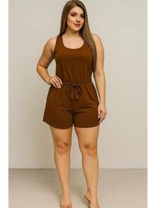 Women's Plus Size Set Tank Top And Shorts Summer Duna Fabric From M To G2 Pocket Comfortable Elastic Waistband - Xem 3