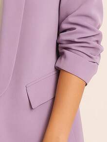 Blazer ,Manga plisada 3/4  Liso    Elegante  Casual    Poliéster    BLAZER, SACO  Oficina  Noche de fiesta  Formal y de noche  fiesta del té - Púrpura malva - Ver 3