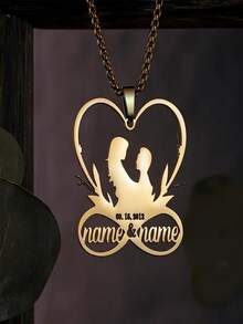 Customized Name Couple Necklace, Romantic Love Pendant, Stainless Steel Personalized Jewelry, Perfect Valentine's Day Gift