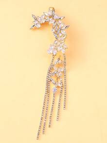 Hoa tai tua rua dài thanh lịch, Hoa tai kẹp đính đá thủ công dành cho nữ, Phụ kiện dự tiệc sang trọng - Vàng EH2600 - Xem 9