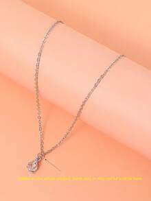 1 件浪漫优雅水晶泪珠吊坠项链，适合送给妈妈、朋友、女朋友的多功能礼物（附带卡片包装） - 銀色 - 查看 4