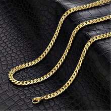 Gold Plated Chain Silver Tone Chain For Men Boys, Gold Necklaces And Bracelets, 18K Gold Plated Stainless Steel Cuban Link Chain, Cool Men's Necklace - 金色 - 查看 4