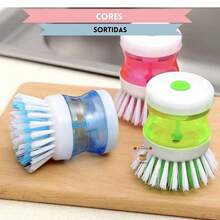 2-In-1 Kitchen Cleaning Brush With Liquid Soap Dispenser Dishwasher Brushes Tools - 彩色 - 查看 2