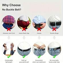 Invisible Belt, Slouchy Elastic Waistband, Women's Adjustable Buckle, Men's Elastic Jeans, Pants Belt, Waist Tightening And Waist Cinching Device, 1pc Summer, School Fall, Autumn, HalloweenHome Decor, Party Storage, Christmas Storage, New Year Storage - 黑色 - 查看 2