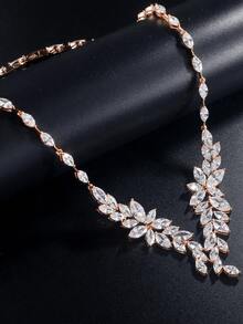 1 pezzo Collana di lusso con cristallo di zirconia a goccia, adatta per spose, matrimoni, feste serali