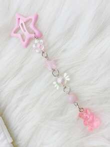 2 pezzi Fermagli per capelli a forma di stella a cinque punte rosa stile Y2K, orsetto caramella, stile fantasy da college, adatti come regalo per amici, fermagli a pinza, morsetti per capelli, fermagli per capelli