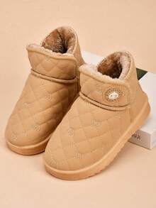 1双卡其色冬季雪地靴，保暖防滑软底，男女童时尚款 - 卡其色 - 查看 1
