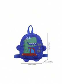 1 Pc New Fashion Academy Style Belt With Mini Cartoon Dinosaur Print Decorative Polyester Fabric Zipper Style Adjustable Shoulder Bag For Children For Primary School Students For Vacation Holiday For Outdoor For Back To School