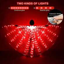 LED Glowing Angel Wings With Retractable Rod - Belly Dance Luminous Wings, Suitable For Valentine's Day Party/Concert Performance/New Year Decoration | Women Belly Dance Props With Flexible Rod - Shawl - View 4