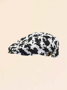1pc Unisex Fashionable Dual-Color Adjustable Brimmed Hat, Animal Print Design (Leopard, Cow) Made Of Polyester Fiber, Suitable For Spring, Summer, Autumn, Back To School, Casual Wear, Party