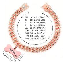 1pc Customized Luxury Rhinestone Dog Cuban Link Collar, 1.3cm Wide Hiphop Pet Necklace, Suitable For Small/Medium/Large Dogs, Pet Accessories & Gift, Can Engrave Pet Name, Phone Number, Anti-Lost Ornamental,Engraved Stylish,Fashion,Colorful,Vintage,Cute,Contracted,Cuties Custom,Unique,Customized,Personalized Pet For Anniversaries,For Birthdays,Pet Supplies,2025 Halloween Accessories,Fall Décor