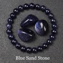 Natural Handmade Blue Sandstone Beaded Bracelet, Suitable For Both Men And Women, Can Relieve Stress, Wear Daily, Relieve Anxiety, Also A Great Gift For Holidays - Royal Blue - View 1
