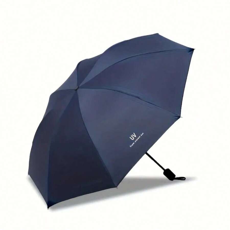 Paraguas plegable manual para protección solar, compacto y ligero, fácil de transportar, resistente al agua, ideal para días soleados y lluviosos, colores variados - Azul Marino - View 1