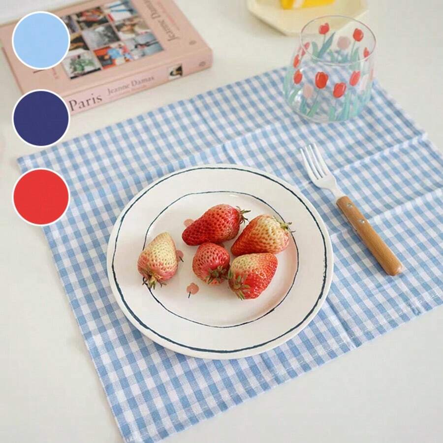 1pc/6pcs Korean Plaid Placemats, Versatile & Minimalist, Suitable For Photo Background, Tableware Decoration - Multicolor - View 1