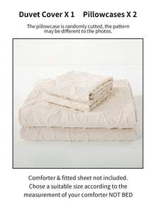 3pcs Leaf Tufted Pattern Microfiber Duvet Covers Sets(1 Duvet Cover & 2 Pillowcase)Lightweight Breathable Bed Cover All Seasons Bedding Set  For Home Bedroom Bed Sheets Set - Beige - View 11