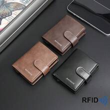 RFID Solid Color Men's Wallet, Vintage Style Clutch Purse, Coin Pouch, Large Capacity Card Holder