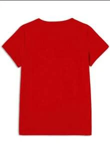 Camiseta gráfica de cereza  para mujer solo estampado Camiseta casual de manga corta con cuello redondo, cerezas brillantes y hojas verdes, poliéster ligero para primavera y verano, camiseta de cereza - Rojo - Ver 2