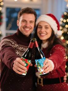 8pcs Christmas Wine Bottle Labels,Merry Christmas Wine Bottle Sticker Set, Cartoon Paper Christmas Decorative Stickers,Xmas Party Wine Bottle Decor Adhesive Labels,Wine Bottle Label, Santa Champagne Bottle Stickers, Christmas Birthday Novelty Bottle Labels, Wine Bottle Waterproof Label Sticker, Christmas Unique Gift For Party Decoration, Creative Gift For Friends, Family