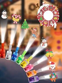 12 pezzi - Mini luce di proiezione natalizia, luce di proiezione LED multicolore natalizia, luci per dita a LED natalizie, motivi natalizi unici e interessanti, luci di proiezione portatili, Babbo Natale, pupazzo di neve, alce, luce di proiezione fiocco di neve, decorazione per atmosfera festiva, per decorazione domestica, decorazione per feste natalizie, decorazione per la stanza, il miglior regalo per gli amici a Natale