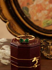 1 件不锈钢 18K 多层珍珠蝴蝶结戒指，奢华时尚，适合派对、约会、工作 - 蝴蝶結 - 查看 7