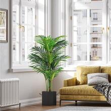 Large Size Artificial Palm Tree, Outdoor Artificial Green Plant Fake Tree, Indoor Tropical Palm Tree Simulation, (1pc, 5ft, 150cm) No Need For Planter, UV-Resistant Tropical Rainforest Decor Tree, Suitable For Home Living Room, Wedding Venue, Hotel Garden, Farmhouse, Office And Photography Scenes. Green Plants For Spring, Summer, Autumn, Winter Four Seasons Decoration, Indoor And Outdoor Home Decor - Home Decor, Room Decor, Garden Decor - 綠色 - 查看 7