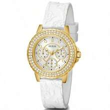Guess Reloj de cuarzo para mujer, movimiento de cuarzo, caja de acero inoxidable, correa de silicona, resistente al agua, adecuado para reuniones diarias y otras ocasiones Gw0411l1