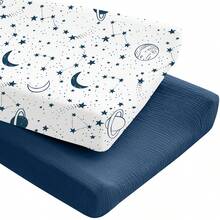 2 Packs Muslin Changing Pad Covers For Boys And Girls, Ultra Soft & Breathable Cotton Baby Diaper Changing Table Covers, Neutral Nursery Diaper Changing Pad Sheets, Baby Shower Gifts - Multicolor - View 19