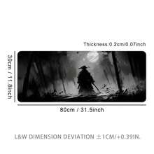 Oversized Watercolor Samurai Mouse Pad, Gaming Desk Mat, Large Keyboard Pad, Washable, Rubber Non-Slip Bottom, Stitched Edges, Gift Mouse Pad, Desk Protector, Study Pad, Multiple Sizes Available, Computer Keyboard Mat, Laptop Pad Desk Accessories Office Supplies Office Office Desk Accessories Mousepad Mouse Pad For Desk - Ink Warrior - View 15