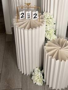 1/3/4pcs Set Portable, Reusable Cardboard Pedestal Stand, Folding Pillar Stand, Wedding Props, Floor Display Column Stand, DIY Pedestal Box With Round Top Plate Folding Paper Cylinder Column Pedestal Wedding Birthday Cake Flower Stand Rack,Holiday Parties, Field Parties,Decoration Home - Multicolor - View 7