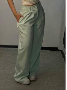 Calça Pantolona Alfaiataria Wide Leg - Verde Menta - Visão 1