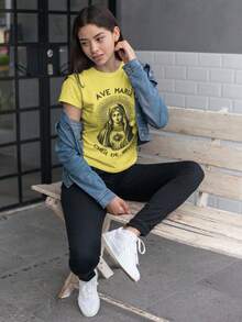 Our Lady Shirt 100% Cotton New Full - Yellow - View 4