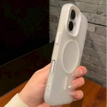 DECOPHONE 白色奢华半透明磁吸无线充电手机壳，兼容 17、17 Pro、17 Air、17 Pro Max、16、15、14、13、12、11 Pro Max、16 Plus，提供透明保护和减震边框设计。 - 白色 - 查看 3