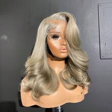 Full Ash Blonde Wavy Wet Lace Frontal Human Hair Wigs For Women 13x4 Transprent Big Lace Grey Slivery Body Wave Short Bob Brazilian Remy Hair 180 Density Suitable For Beginners Pre Plucked Glueless Natural Hairline Honey - Grey - View 9