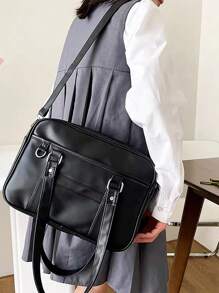 Geantă de umăr drăguță de înaltă calitate, stil universitar