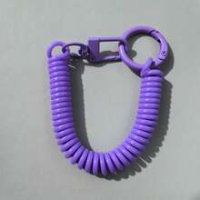 1pc Multicolor Retractable Telephone Cord Plastic Spring Keychain Coil Stretch Coin Keyring Elastic EVA Key Chain School Bag Accessories Lanyards With Id Holder Car Accessories Bag Charms