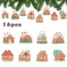 8/16 pièces Décorations de maison en pain d'épices pour sapin de Noël, décorations de Noël à suspendre pour sapin de Noël, décoration de maison en pain d'épices, sapin de Noël, Père Noël, décorations de Noël, cadeaux de Noël