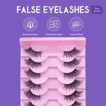 7pcs/10pcs Transparent Stem Half-Strip Eyelashes, Natural Cat Eye Makeup, Extended Tail Lashes, Fluffy Soft Faux Mink Lashes, Natural Makeup, Suitable For Daily Makeup, Beauty Blogger Makeup YP003 - Black - View 3
