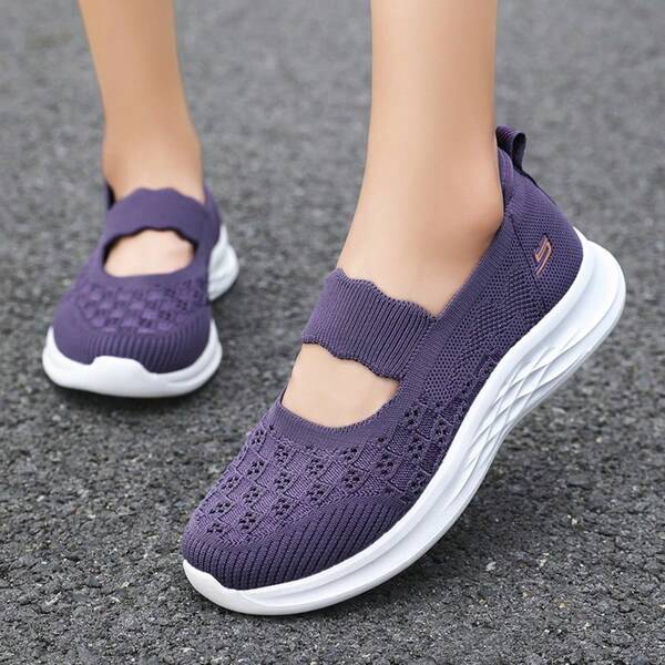 Breathable Mesh Slip-On Shoes For Elderly Women, Middle-Aged And Elderly, Comfortable Walking Shoes, Suitable For Spring And Autumn, Casual, Square Dance, Nursing, Pregnant Women, Flat Heel