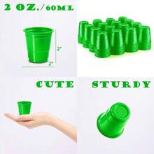 100 unidades de 2 onzas Minivaso de chupito verde desechable de plástico para fiestas, bodas y eventos, paquete a granel - Verde - Ver 1