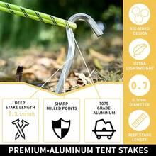 8 clavijas de aluminio resistentes de 18 cm para carpas, toldos y lonas mientras acampa, o incluso para asegurar cualquier cosa al suelo en casa o al aire libre. - Plateado - Ver 3