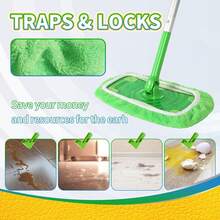 1/3/6片优质超细纤维拖把垫 - 长约25.4厘米，宽约11.5厘米，配有弹性可折叠可重复使用的拖把头，可水洗耐用的拖把布，适用于高效干湿清洁 - 彩色 - 查看 7