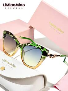 LiMiaoMiao 1pc Cat Eye Fashion Fashion Glasses, Y2K Stylish Eyewear, Holiday Gift With Glasses Case And Cleaning Cloth, Unisex - Multicolor - View 8