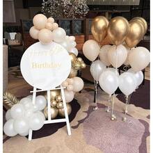 60 Pcs 12 Inch  Blue And Silver Balloons Light Blue White Latex Balloons With Chrome Metallic Silver Party Balloons For   Shower Bridal Baptism Winter Birthday Party Decorations-853880 - 金白 - 查看 7