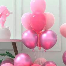 60 Pcs 12 Inch  Blue And Silver Balloons Light Blue White Latex Balloons With Chrome Metallic Silver Party Balloons For   Shower Bridal Baptism Winter Birthday Party Decorations-853880 - 玫瑰紅色 - 查看 7
