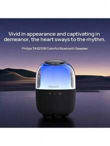 PHILIPS TAS2108 مكبر صوت بلوتوث طويل الأمد مع إضاءة ملونة ومضخم صوت يتصل لاسلكيًا بالهواتف وأجهزة الكمبيوتر وأجهزة التلفزيون للاستخدام في المنزل والخارج والسيارة