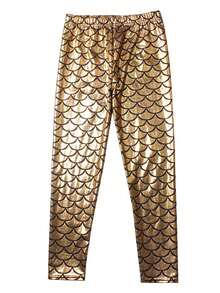 Leggings metálicos de sirena para niñas, adecuados para festivales, bailes y fiestas