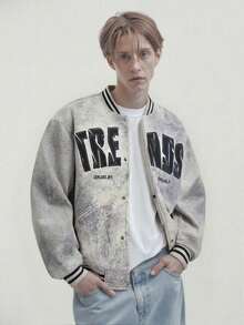 Men's Outdoor Casual Suede Stand Collar Utility Flight Zipper Bomber Jacket, Fall